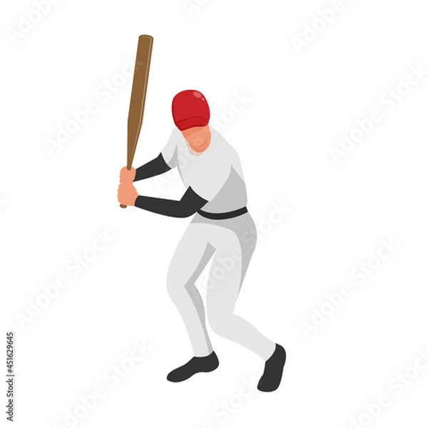 Fototapeta Baseball Player Isometric Composition