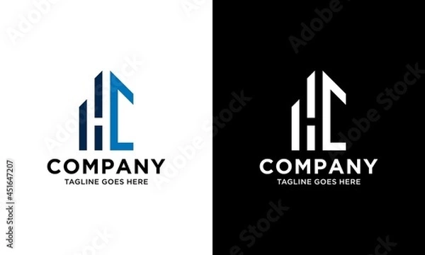 Obraz H C Initial logo concept with building template vector.