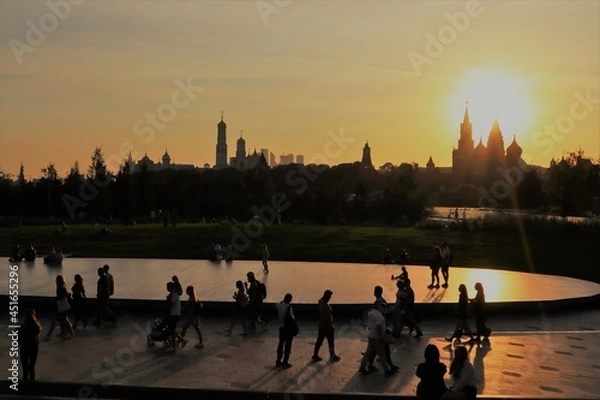 Fototapeta City sunset view