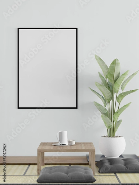 Fototapeta 3D Mockup photo frame in Modern interior of living room