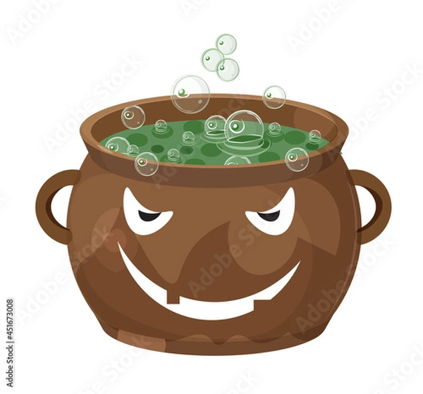 Obraz witchs pot with hel and pumpkin with terrible face