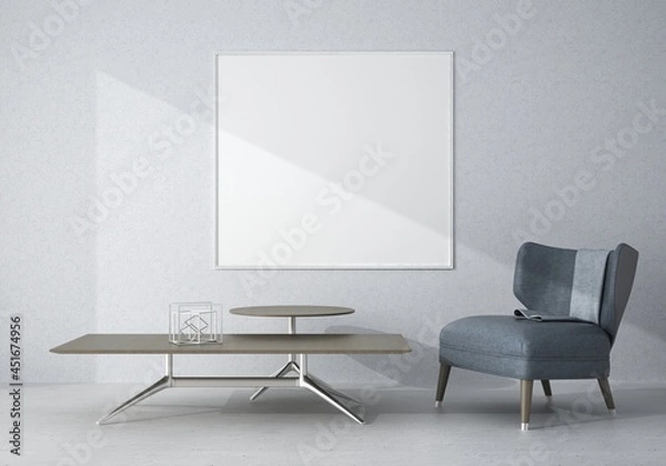 Fototapeta 3D Mockup photo frame in Modern interior of living room