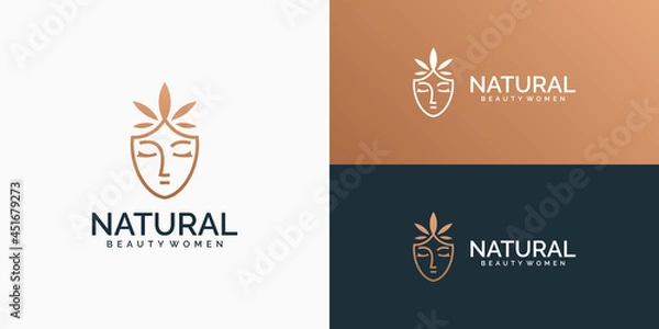 Fototapeta women logo and leaf icon design