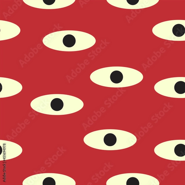 Fototapeta Abstract geometric pattern on red, ovals and circles, seamless pattern, vector