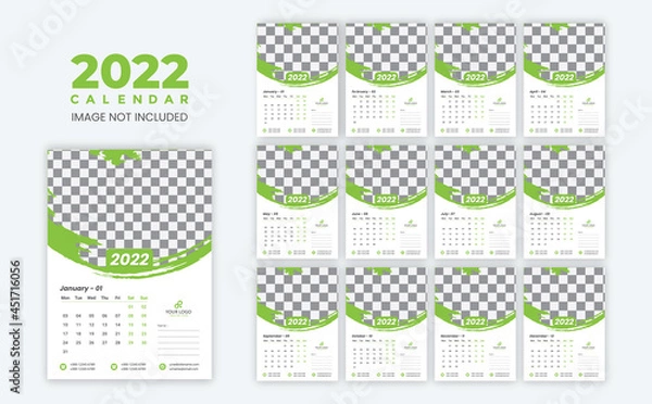 Obraz Calendar 2022 template planner vector diary in a minimalist style