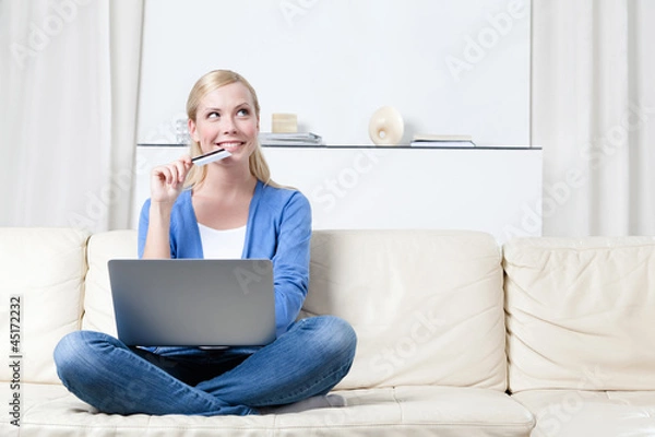 Obraz Young girl thinks about purchasing 