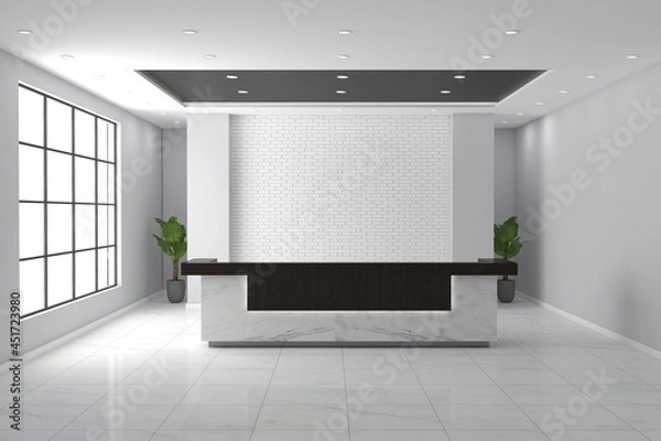 Obraz Office Reception Desk Mockup front view interior design