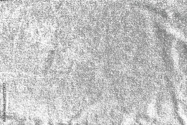 Fototapeta Grunge texture of rough, dense denim fabric. Uneven crumpled black and white fabric. Abstract background. Vector illustration. Overlay template.
