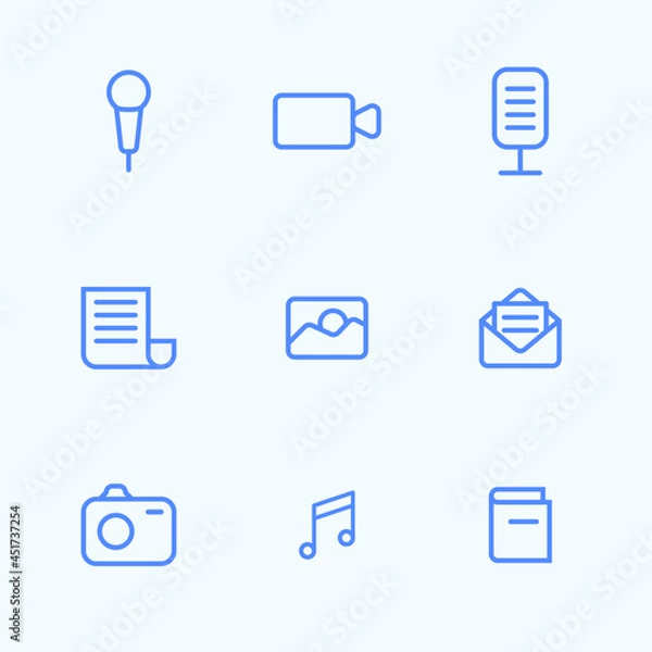 Obraz Media icon set. Line icon set designed for multipurpose.
 