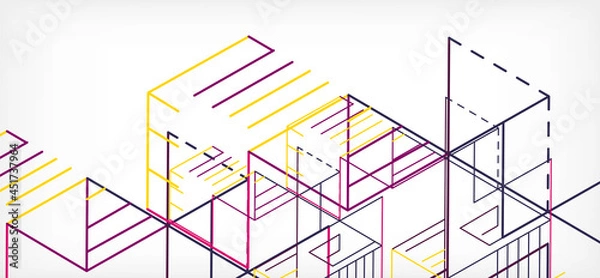 Fototapeta Abstract background. Color lines on white background. Linear abstract composition. Techno or business concept for wallpaper, banner, background, landing page