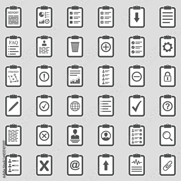 Fototapeta Clipboard Icons. Sticker Design. Vector Illustration.