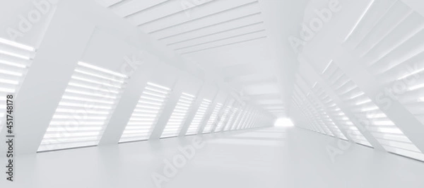 Fototapeta Abstract Futuristic empty floor and room Sci-Fi Corridor With light for showcase,room,interior,display products.Modern Future cement floor and wall background technology interior concept.3d render