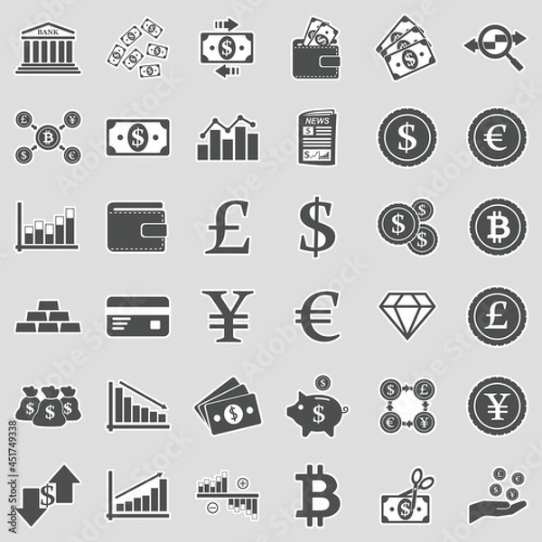 Fototapeta Currency Icons. Sticker Design. Vector Illustration.