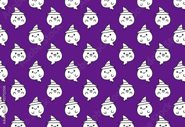 Obraz ハロウィン　おばけのパターン背景　紫色