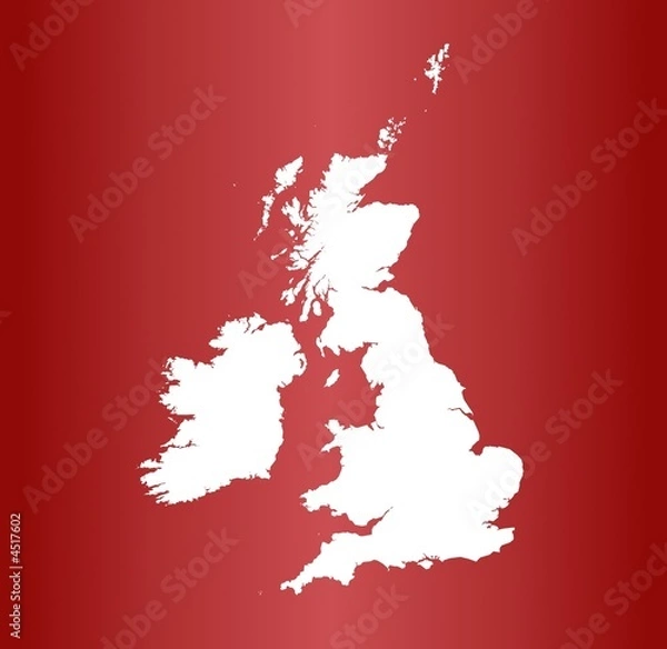 Fototapeta map of UK on red gradient background