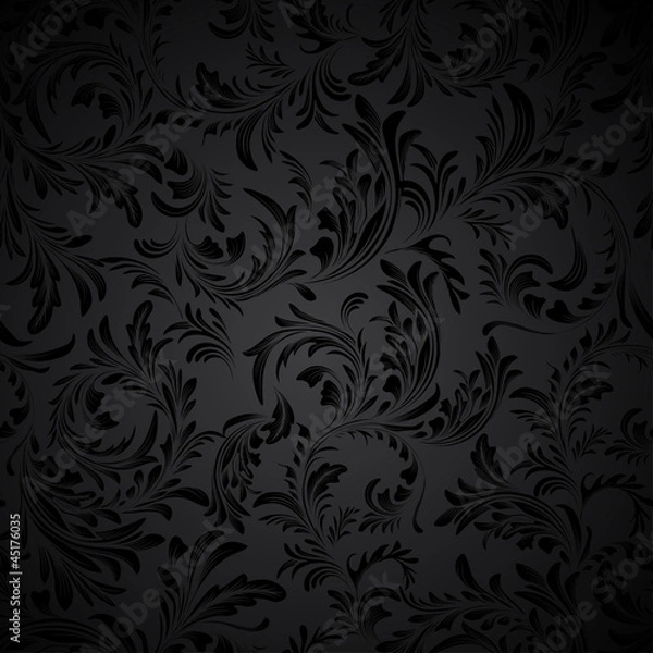 Obraz Black Seamless floral Pattern