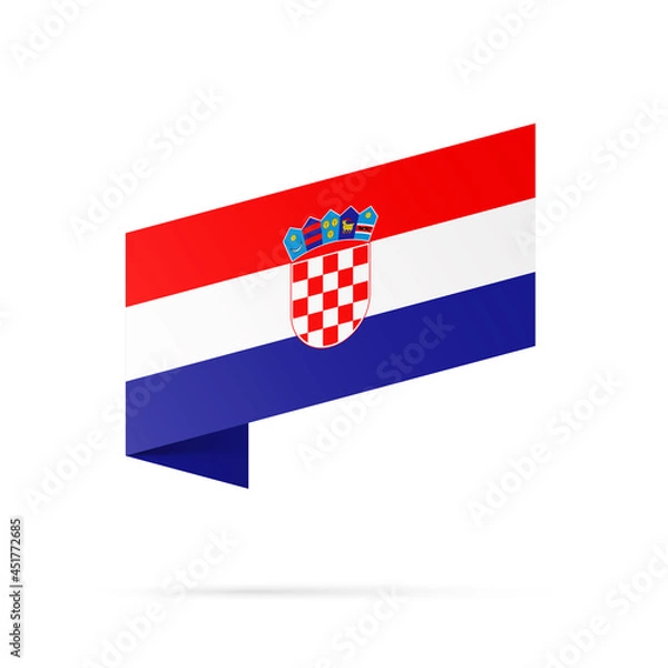 Fototapeta Croatia flag state symbol isolated on background national banner. Greeting card National Independence Day of the Republic of Croatia. Illustration banner with realistic state flag.