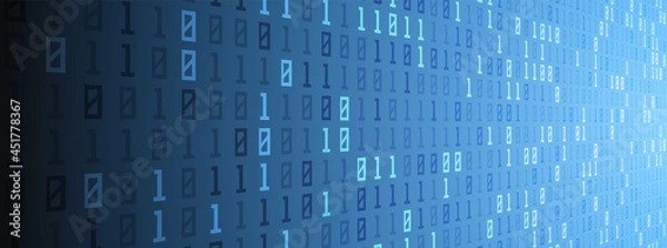 Fototapeta Digital binary code data background, computer numbers, technological concept