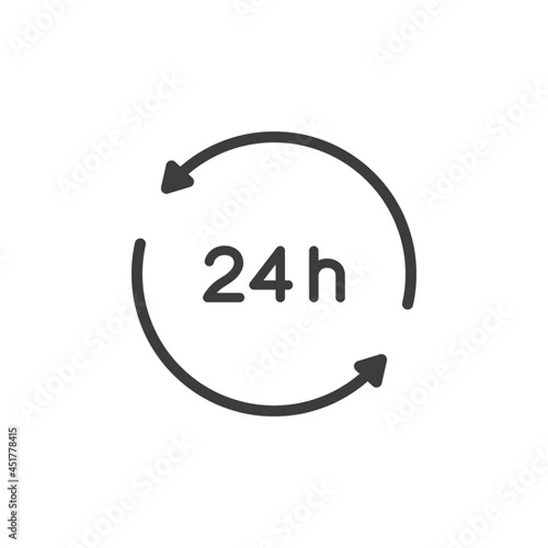 Fototapeta 24 hours icon vector. Open or available 24 hours a day concept.
