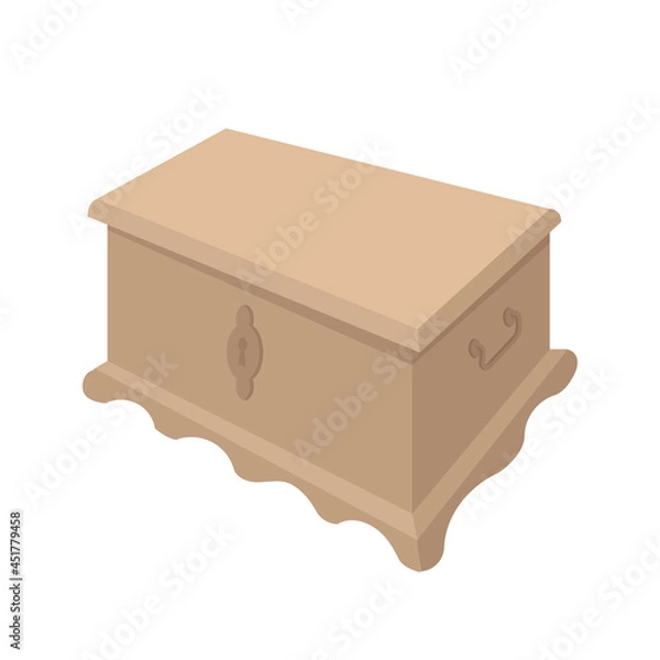 Obraz Isolated flat old fashioned chest on white.