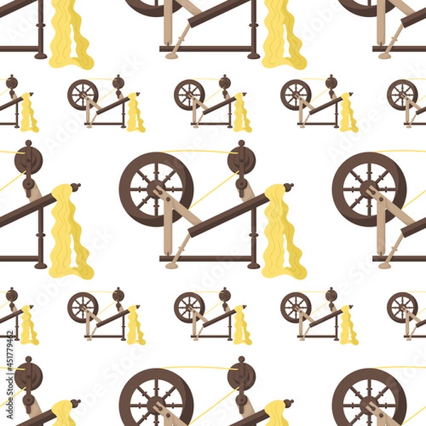 Obraz Seamless pattern with flat spinning wheels on white.