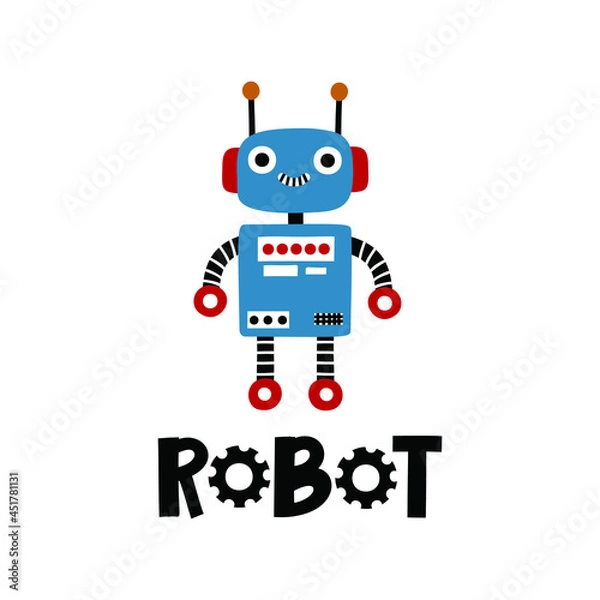Fototapeta Card with funny robot