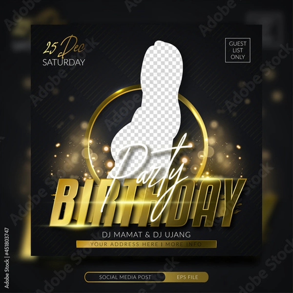 Obraz Birthday party invitation social media post square banner template