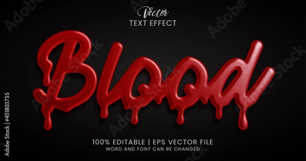 Fototapeta Blood text, editable text effect style