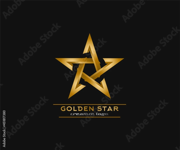 Obraz star logo, cut circle shape, and shiny golden color,elegant,modern,