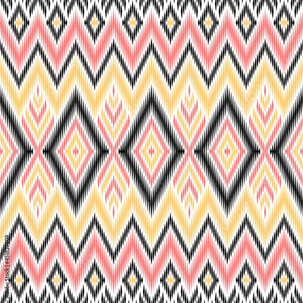 Fototapeta Traditional textile pattern, ethnic pattern on white background, ikat pattern 