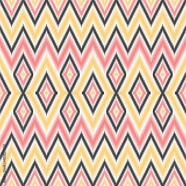 Obraz Traditional textile pattern, ethnic pattern on white background, ikat pattern 