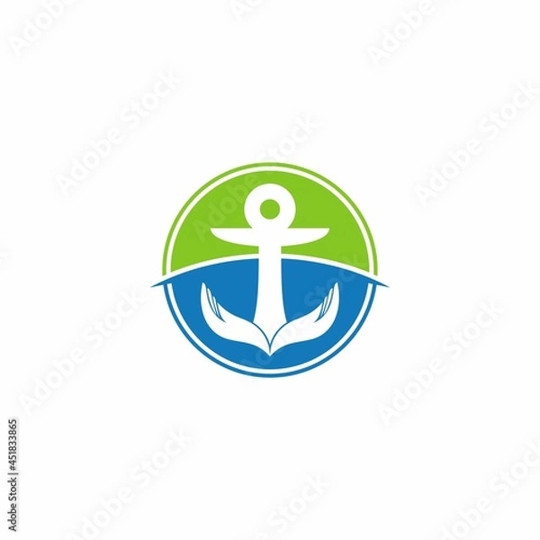 Obraz hand anchor blue green colour