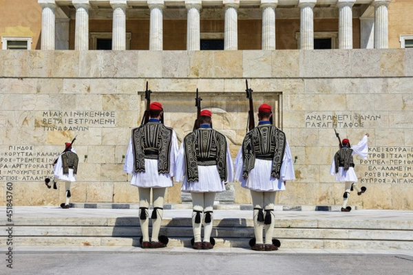 Fototapeta Changing of the guard at the parliament in Athens, Greece 