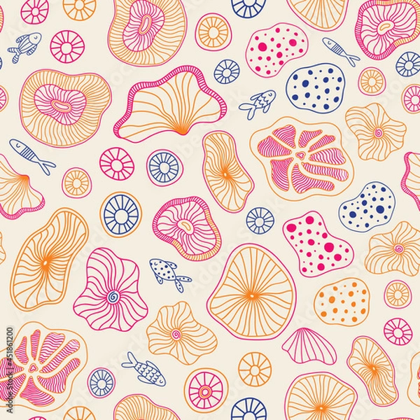 Fototapeta Cute pink starfish seamless pattern design. 