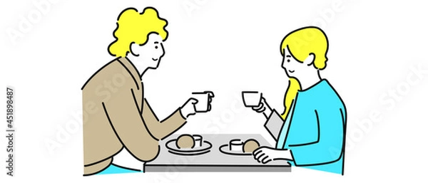 Obraz デートする男女のイラスト