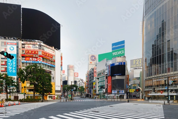 Fototapeta 人のいないの渋谷スクランブル交差点
