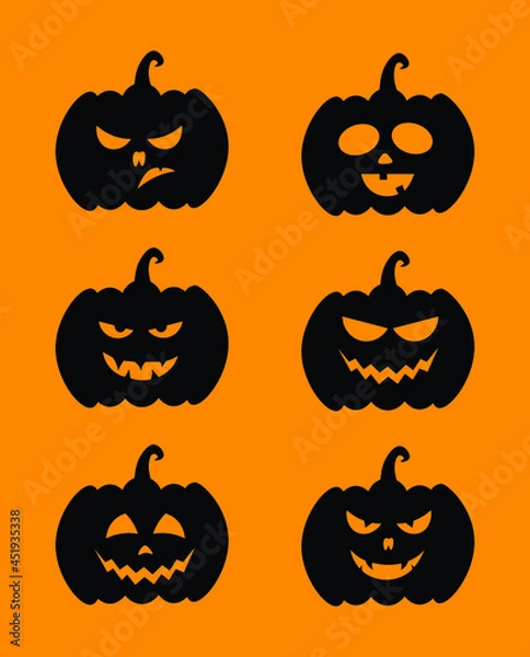 Obraz halloween pumpkin set silhouette 