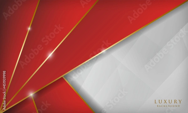 Obraz Luxury red and white golden line background.