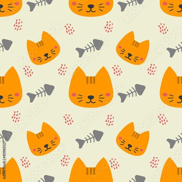 Obraz cute cat animal vector seamless pattern background
