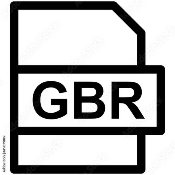 Obraz GBR File Format Vector line Icon Design