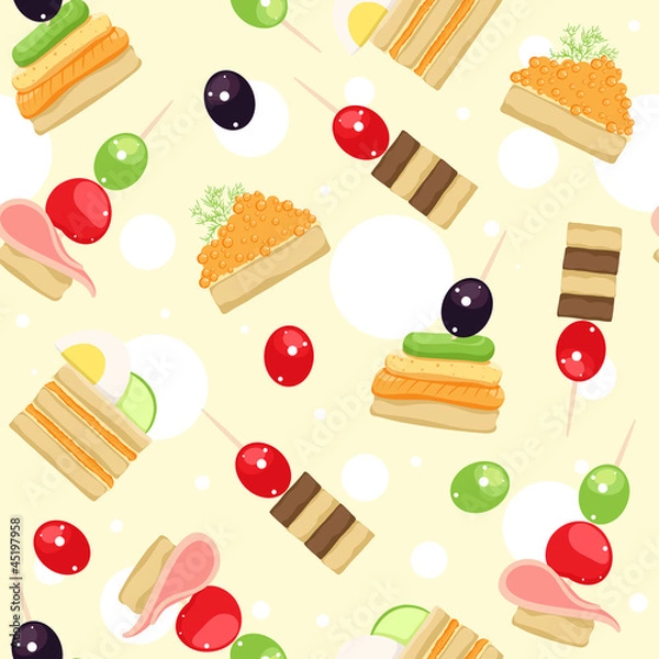 Fototapeta Seamless pattern with different canapes
