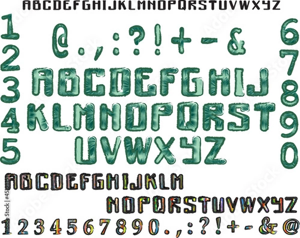 Fototapeta Алфавит зеленый и цветной