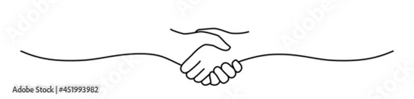 Fototapeta Handshake, agreement, introduction banner hand drawn with single line