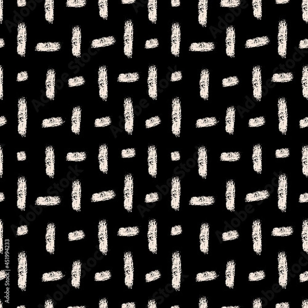Fototapeta Vector white drawn stripes black seamless pattern