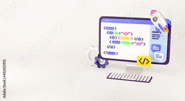 Obraz Web development concept. Front end development. 3d render