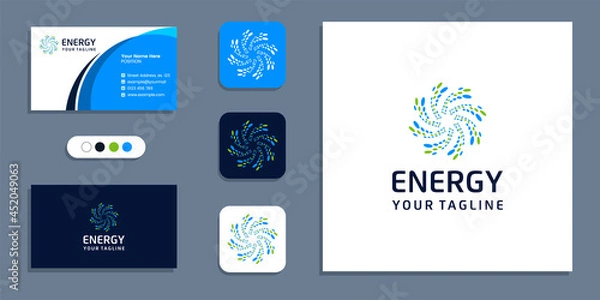 Fototapeta Abstract solar round shape, energy logo and business card design inspiration template
