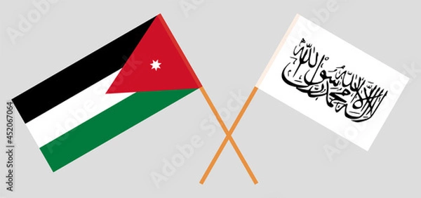 Fototapeta Crossed flags of Jordan and Islamic Emirate of Afghanistan. Official colors. Correct proportion
