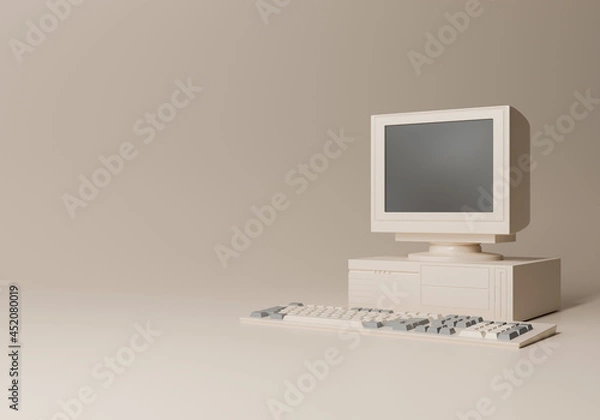 Obraz Vintage computer mock-up with empty space. 3d rendering