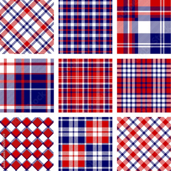 Obraz Plaid patterns, american flag colors