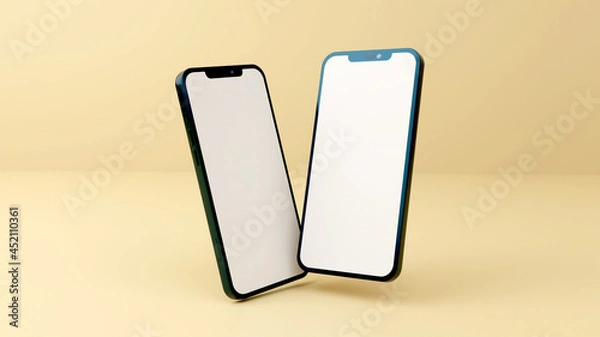 Fototapeta Full screen black smartphone mockup design with mobile app presentation template